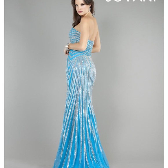 Jovani Prom Dress - Silver & Turquoise, Size 2 - Picture 11 of 13